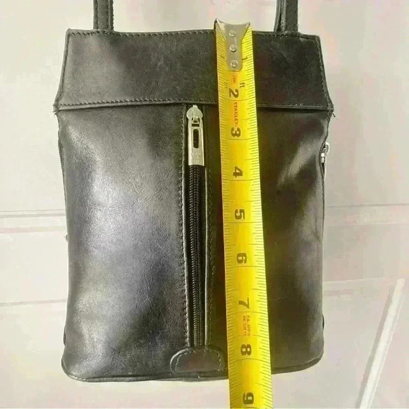 VERA PELLE BLACK LEATHER SHOULDER BAG MADE  IN ITALY - Picture 6 of 15